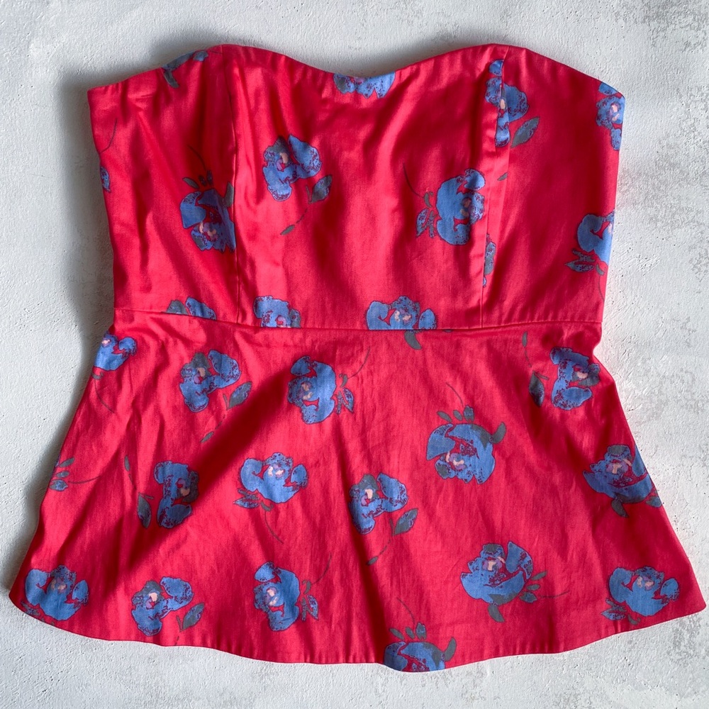 J. Crew Strapless Sweetheart Neckline Peplum Top Size sm 12 (fits more like 8 )
